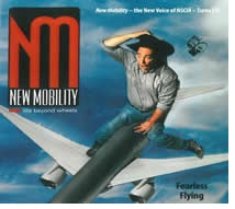 cover of the magazine. a guy straddling an airplane and hanging onto his cowboy hat with one hand