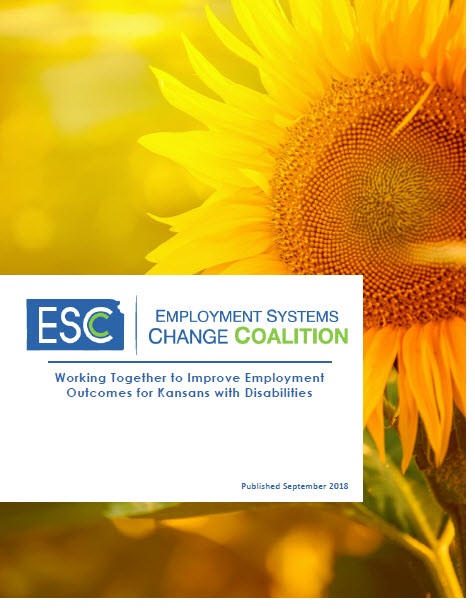ESCC Report Cover. A sunflower and outline of state of Kansas